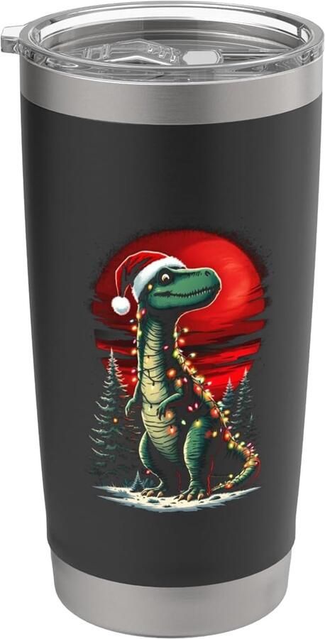 Thermobeker met kerst dino en muts