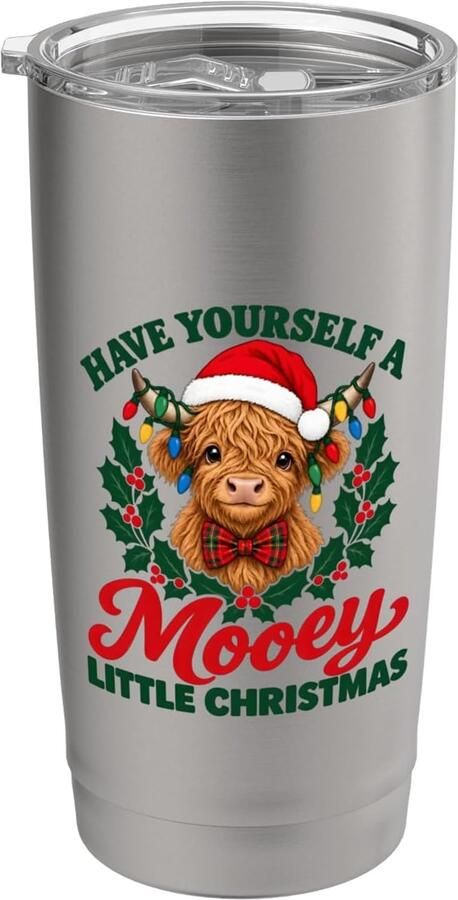 Thermobeker met kerstman en Highland Cow