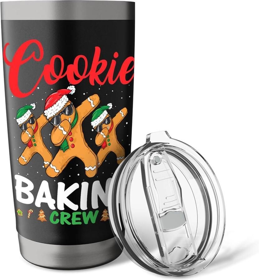 Thermobeker met kerstmannen en mutsen
