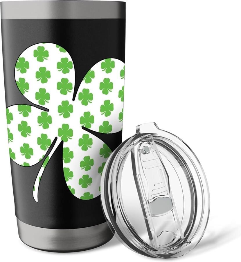 Thermobeker met klaverbladpatroon voor St. Patrick's Day
