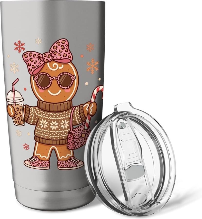 Thermobeker met luipaardprint roze met strik kerst