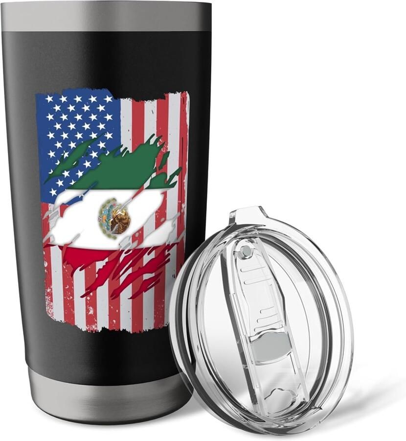 Thermobeker met Mexicaans-Amerikaanse vlag