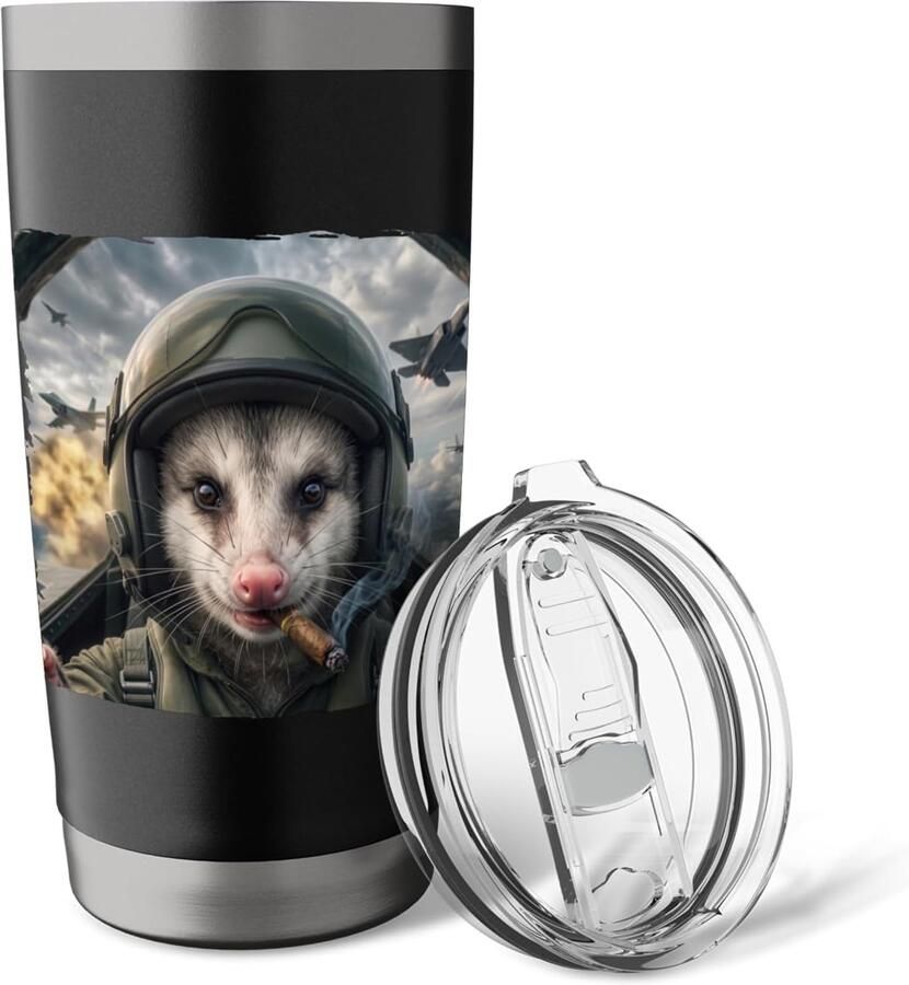 Thermobeker met opossum-design dubbelwandig roestvrij staal