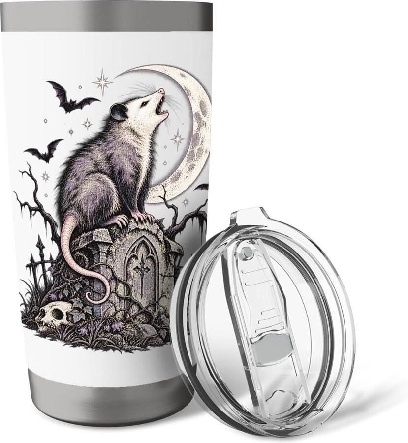 Thermobeker met opossum en maan gotische stijl 90's
