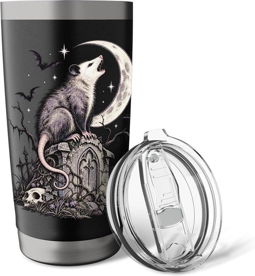 Thermobeker met opossum en maan gotische stijl jaren