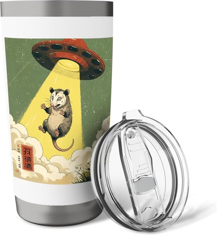 Thermobeker met opossum en ufo