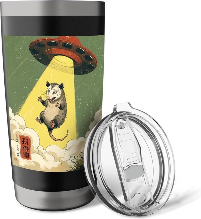 Thermobeker met opossum en ufo