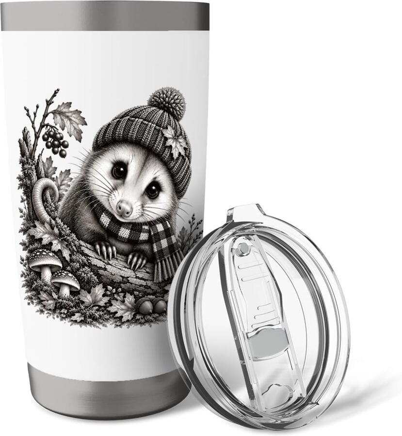 Thermobeker met opossum in herfstoutfit
