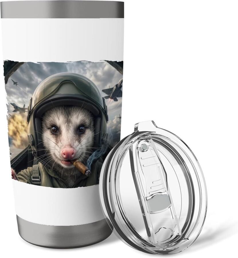 Thermobeker met opossum-ontwerp dubbelwandig roestvrij staal
