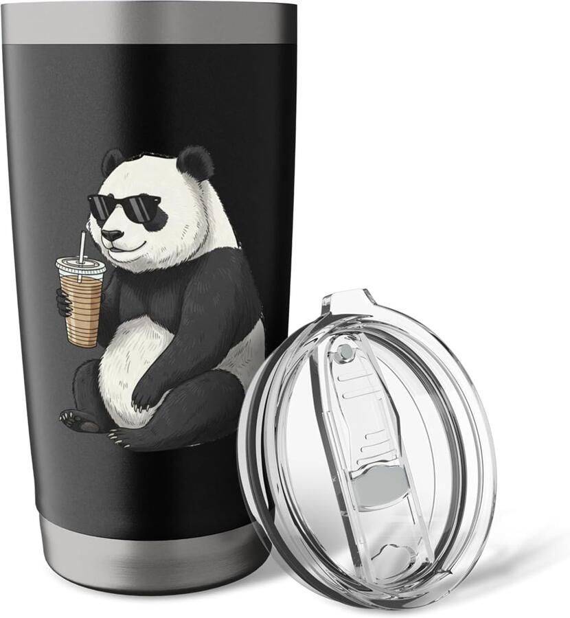 Thermobeker met panda voor ijskoffie