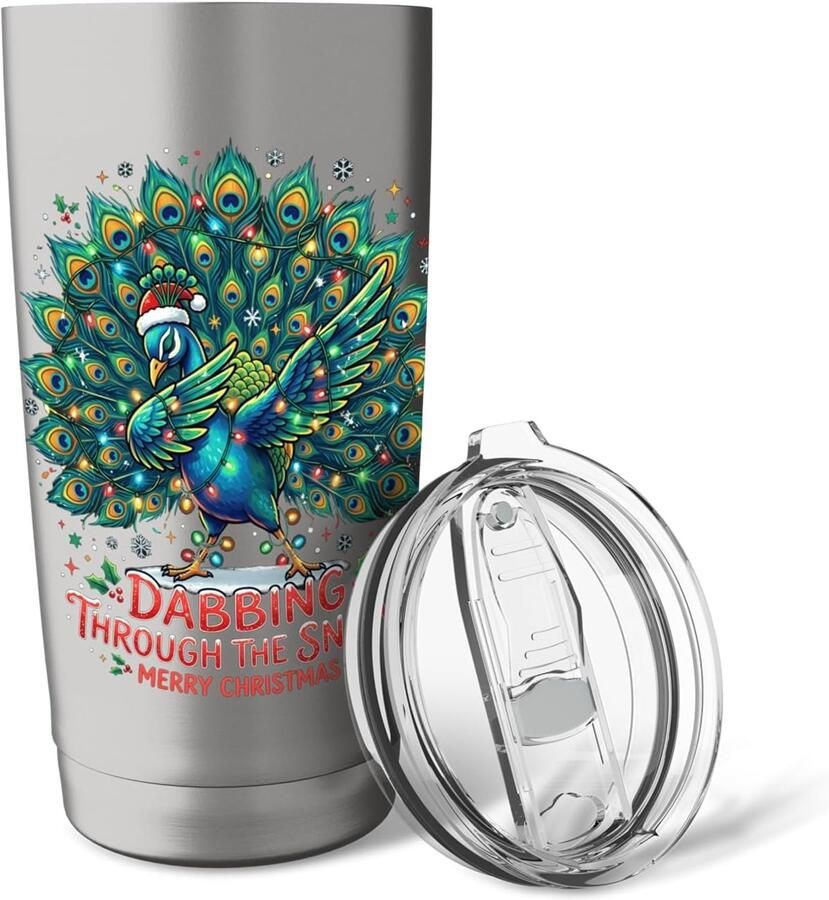 Thermobeker met pauw voor kerst
