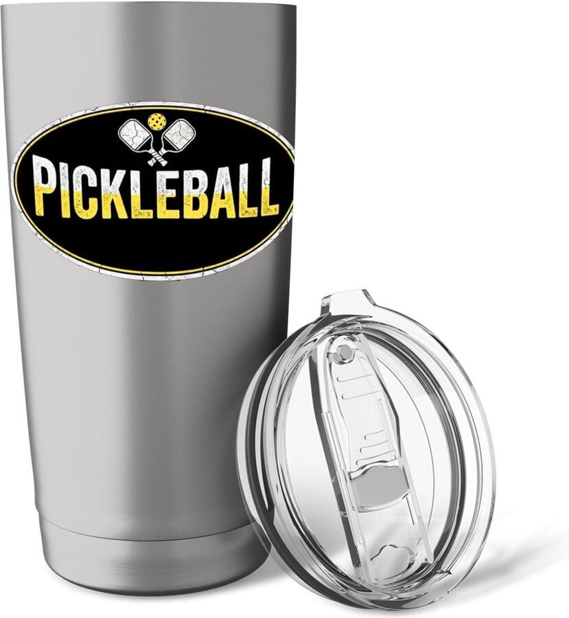 Thermobeker met Pickleball-logo dubbelwandig roestvrij staal