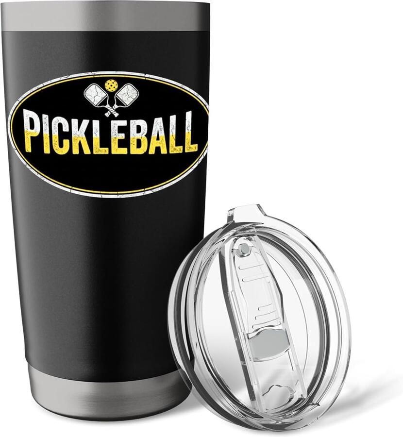 Thermobeker met Pickleball-logo dubbelwandig roestvrij staal