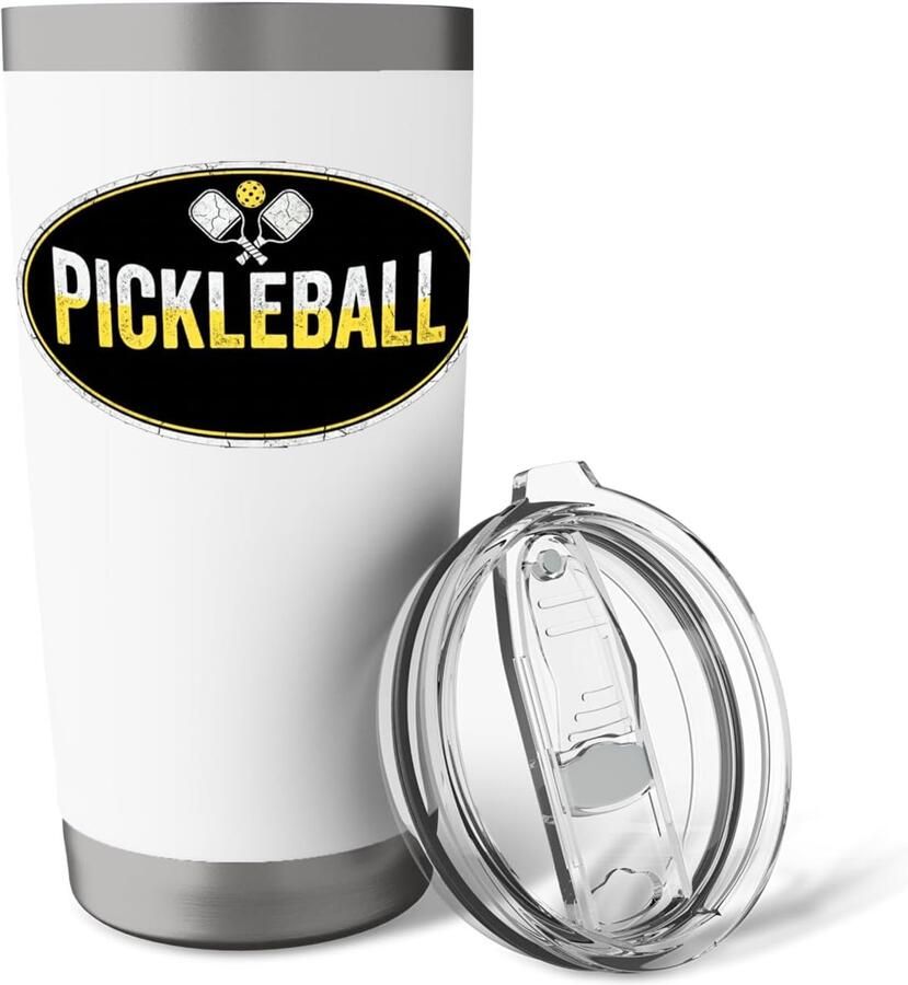 Thermobeker met pickleball-logo dubbelwandig roestvrij staal
