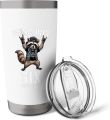 Thermobeker met racoon dubbelwandig roestvrij staal - Zilver