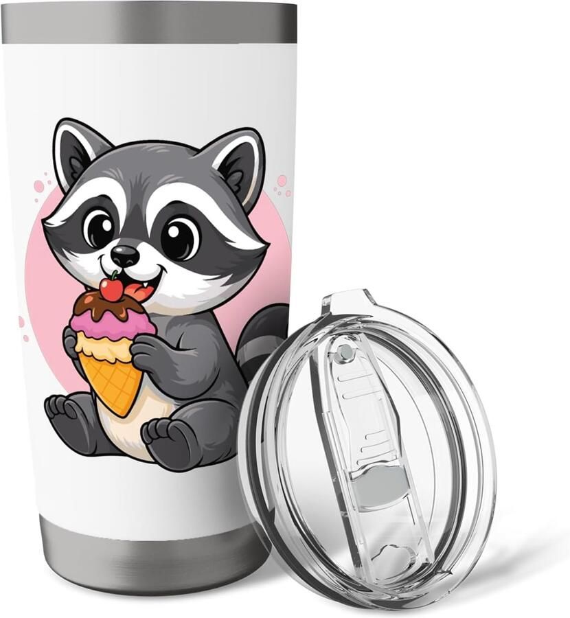 Thermobeker met racoon-ijs-motief