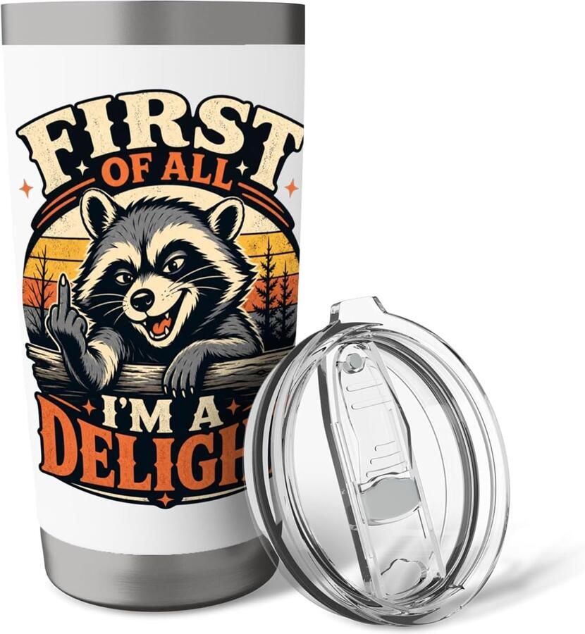 Thermobeker met racoon print