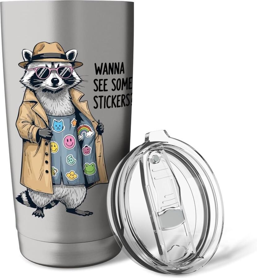 Thermobeker met racoon print