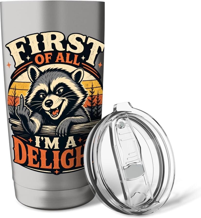 Thermobeker met racoon print