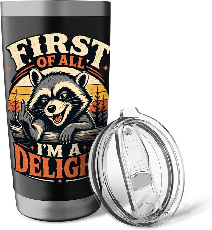 Thermobeker met racoon print