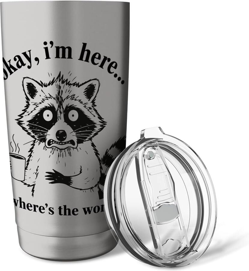 Thermobeker met racoon print