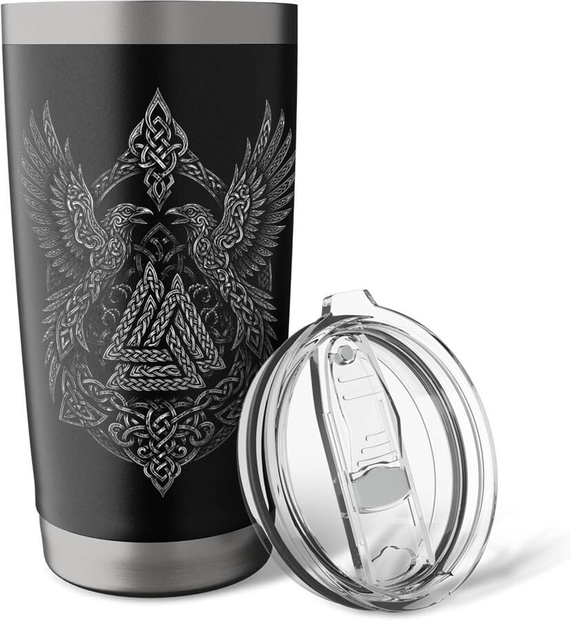 Thermobeker met runen en valknut