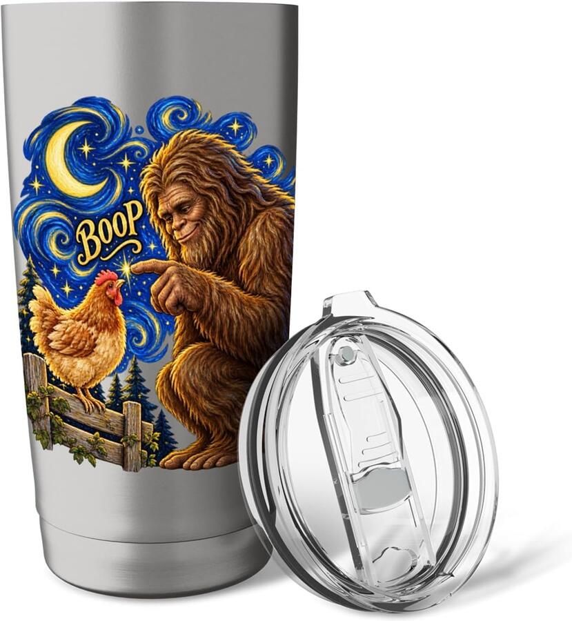 Thermobeker met Sasquatch en maan