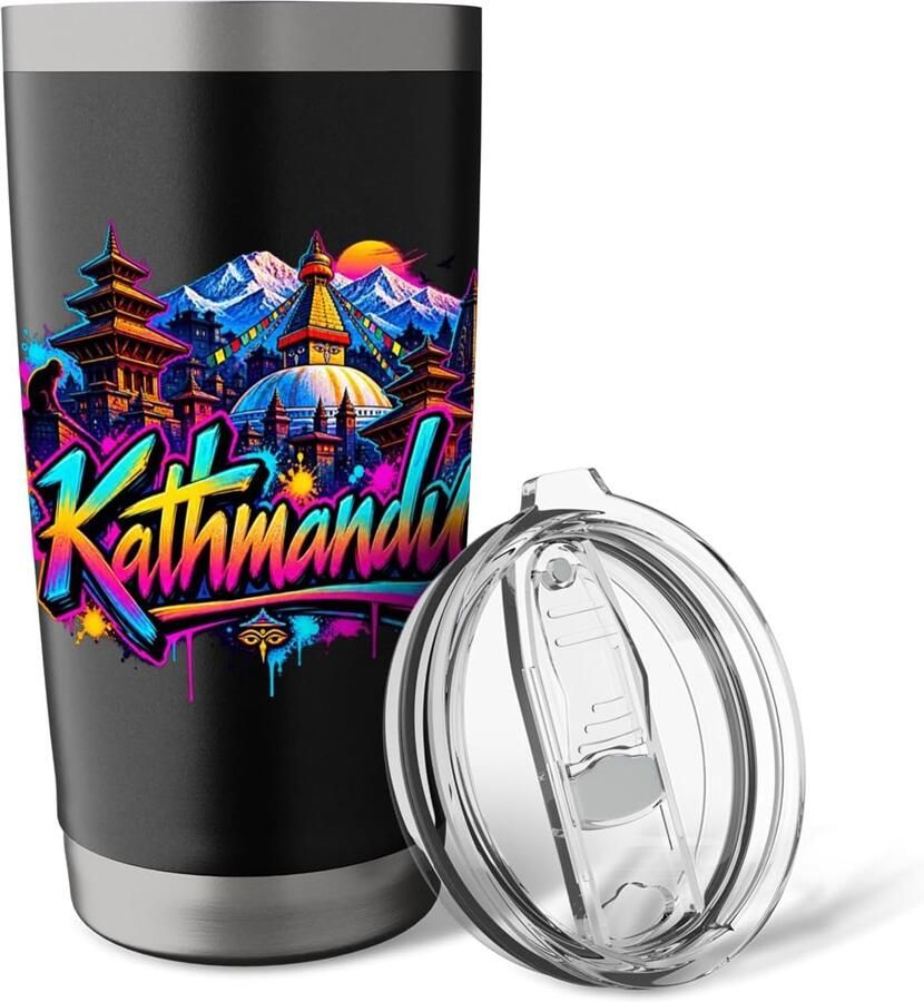 Thermobeker met skyline van Kathmandu