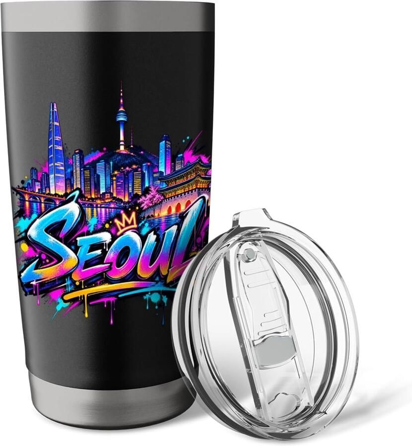 Thermobeker met skyline van Seoul