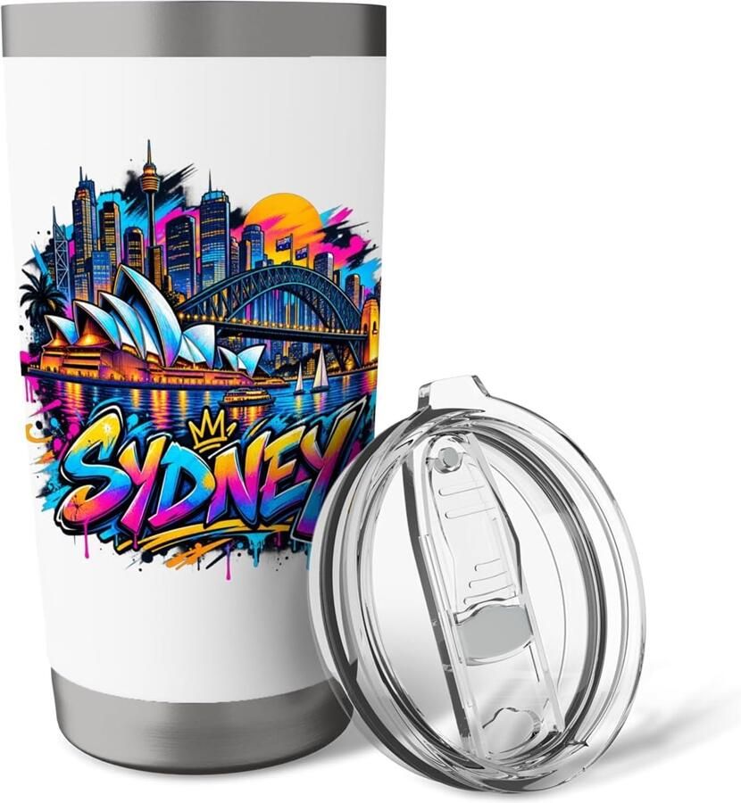 Thermobeker met skyline van Sydney