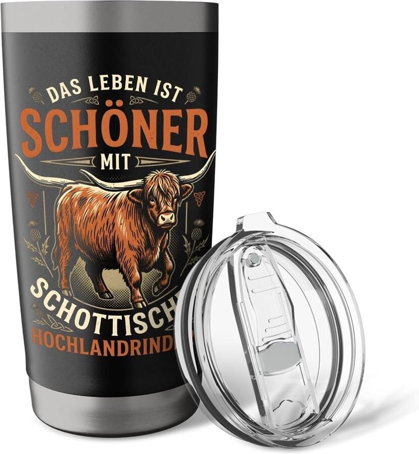 Thermobeker met spreuk over Schotse Hooglanders