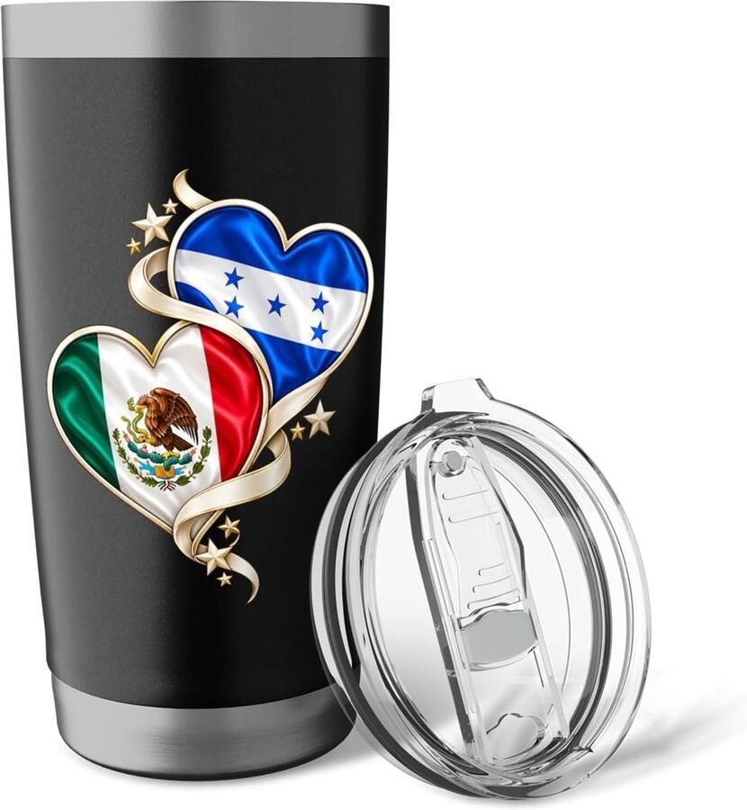 Thermobeker met vlag van Mexico en Honduras