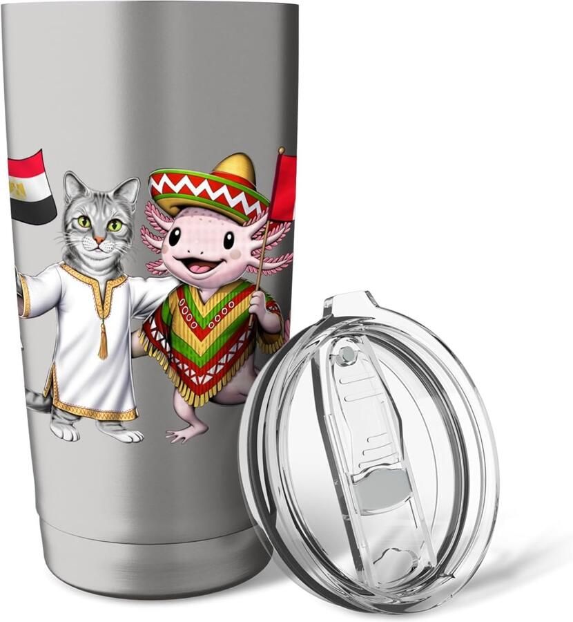 Thermobeker met vlaggen van Egypte en Mexico