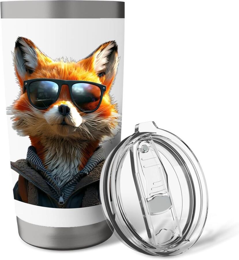 Thermobeker met vos zonnebril