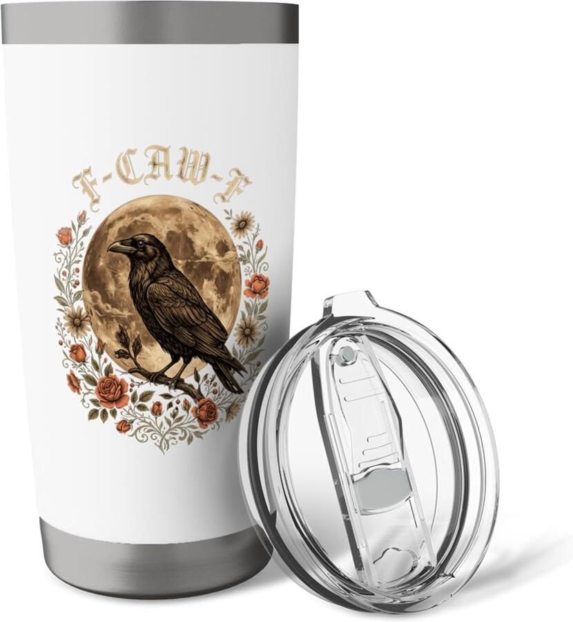 Thermobeker met zwarte vogel
