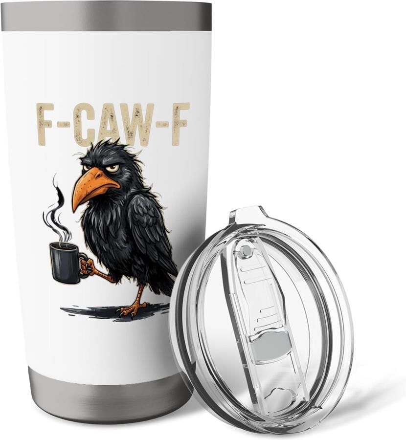 Thermobeker met zwarte vogel
