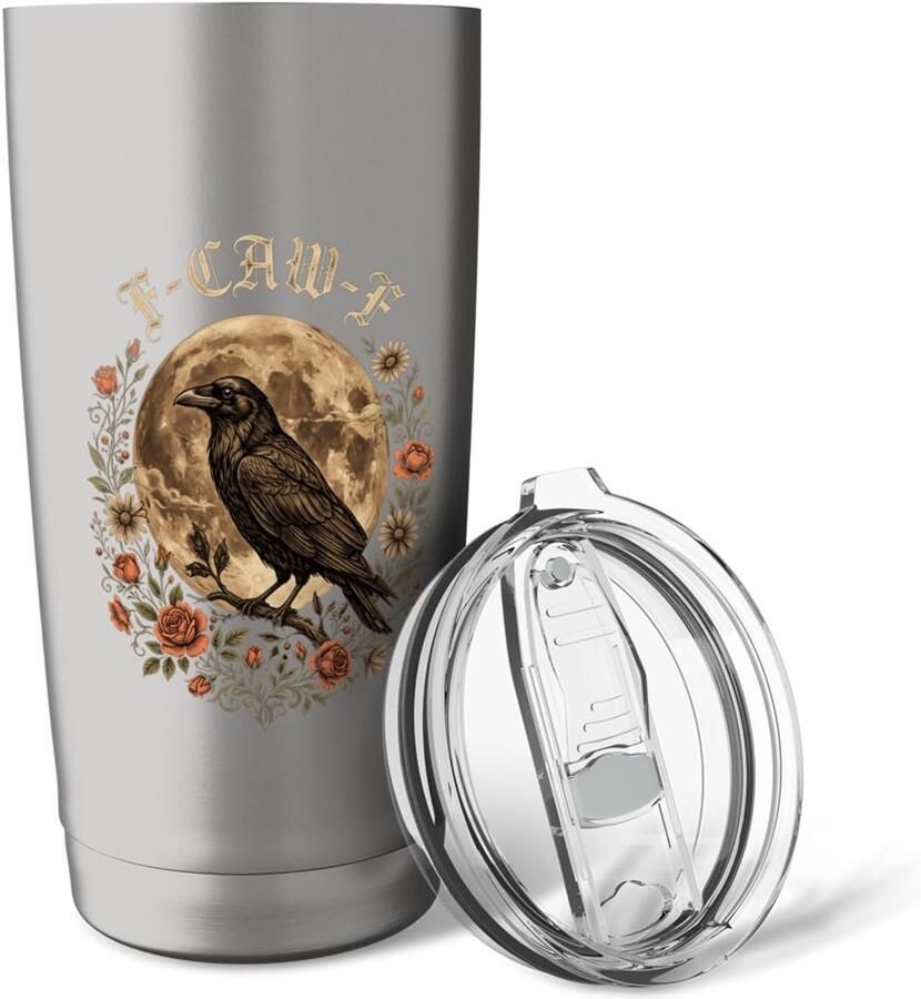 Thermobeker met zwarte vogel