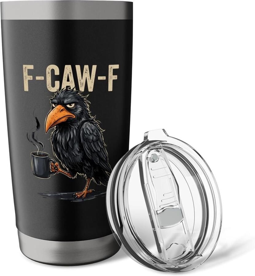Thermobeker met zwarte vogel