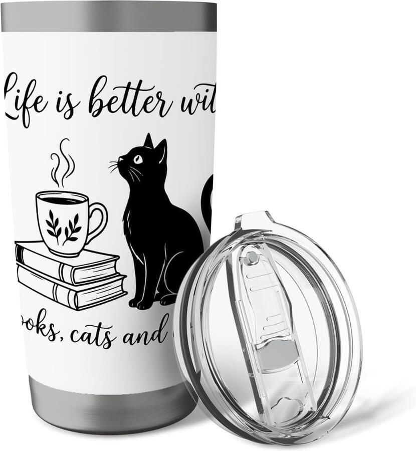 Thermobeker voor boekenliefhebbers met katten