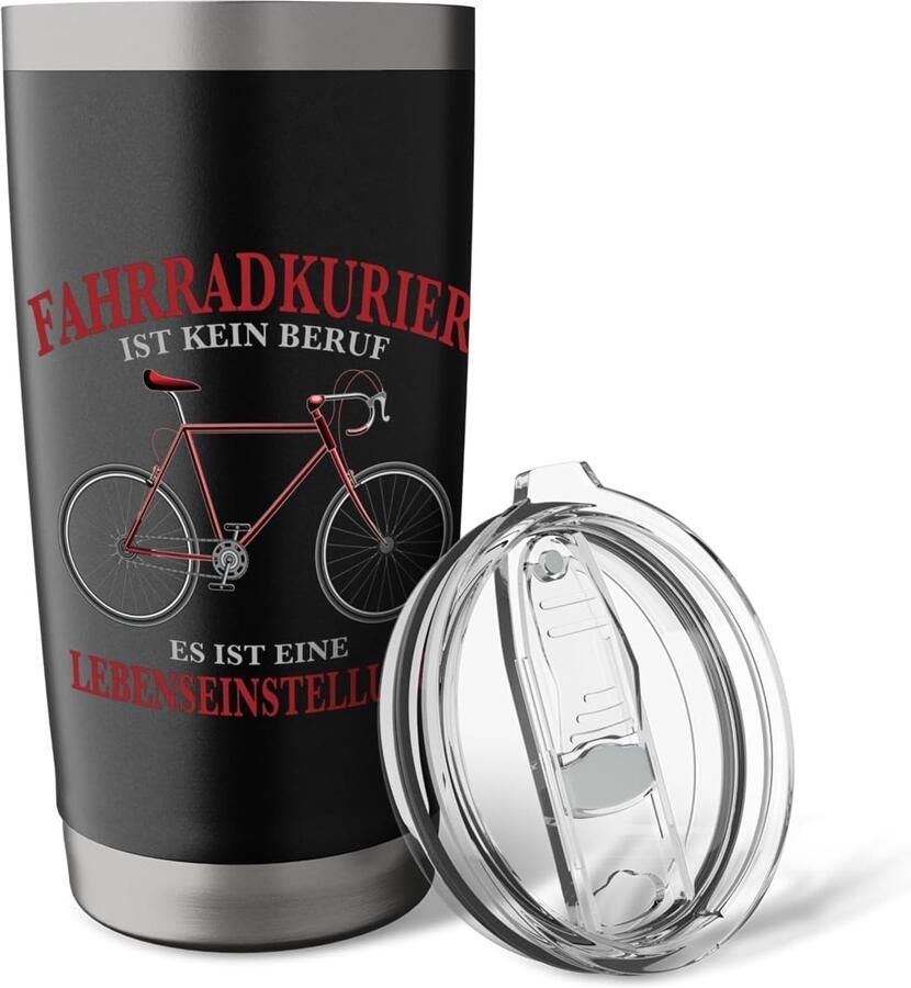 Thermobeker voor fietskoeriers dubbelwandig roestvrij staal