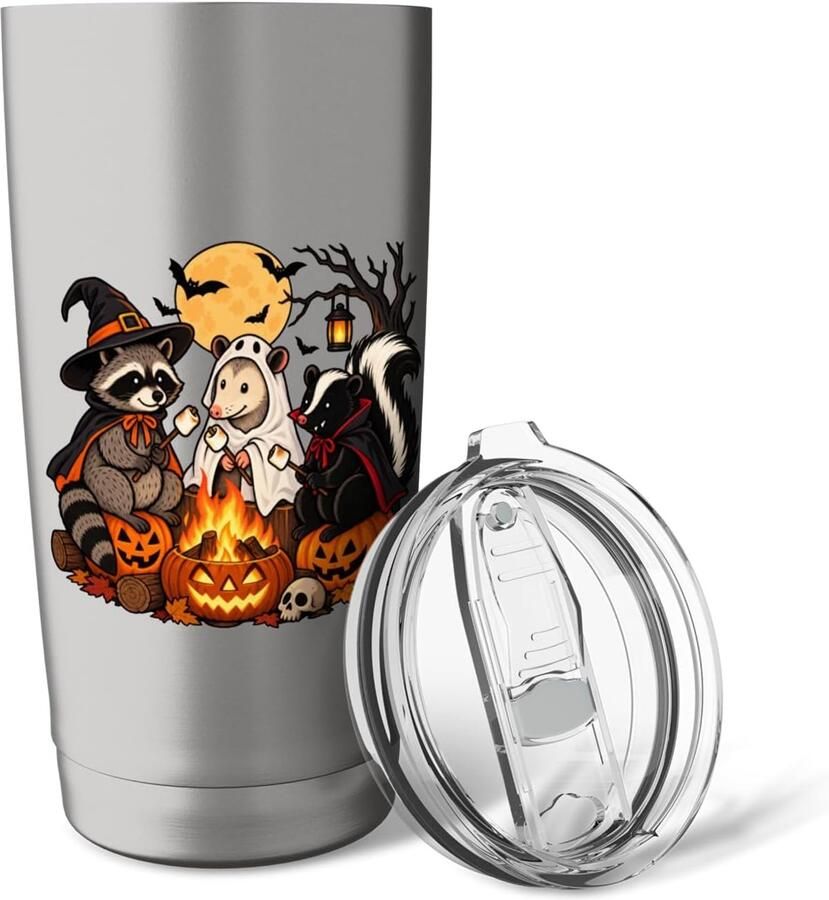 Thermobeker voor kampvuur Halloween vos wasbeer en stinkdier