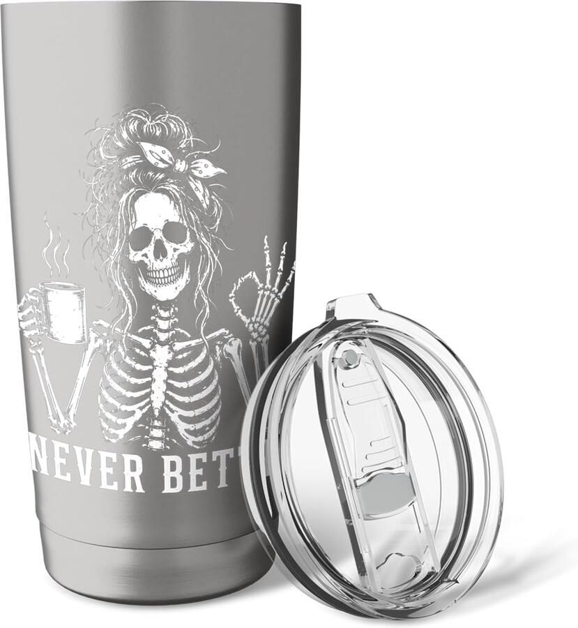 Thermobeker voor koffieliefhebbers met skeletontwerp
