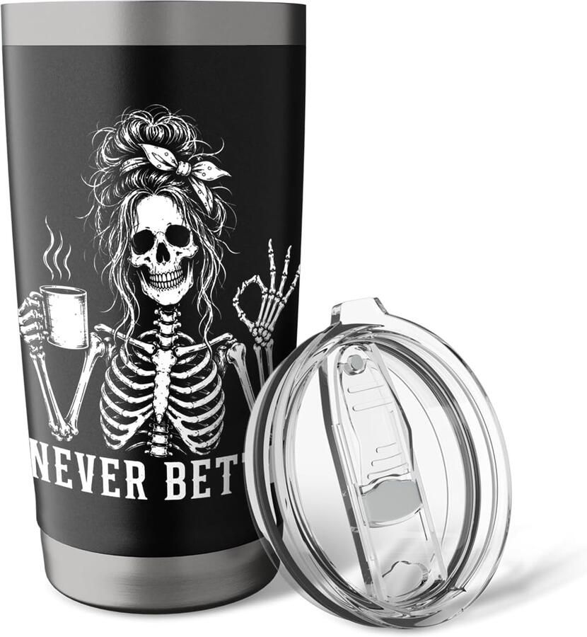 Thermobeker voor koffieliefhebbers met skeletontwerp