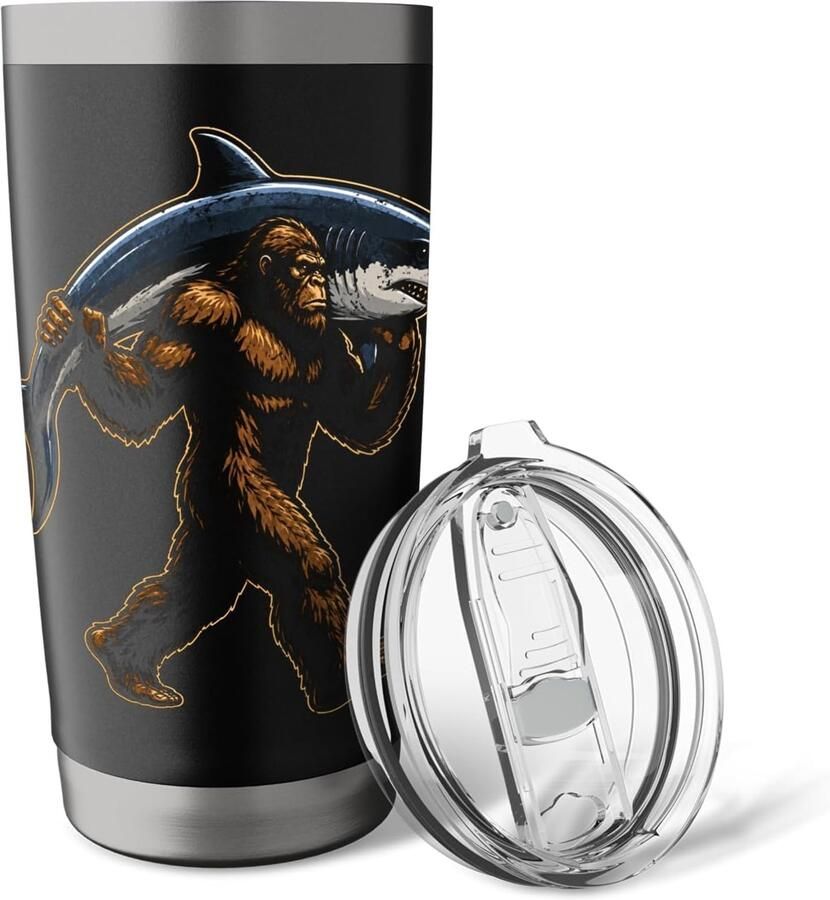 Thermobeker voor vissers met Bigfoot en haai