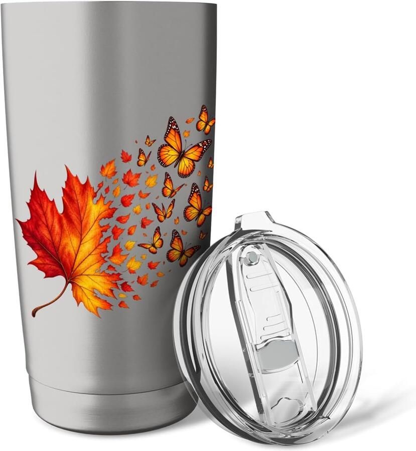 Thermosbeker herfstbladeren vlinder