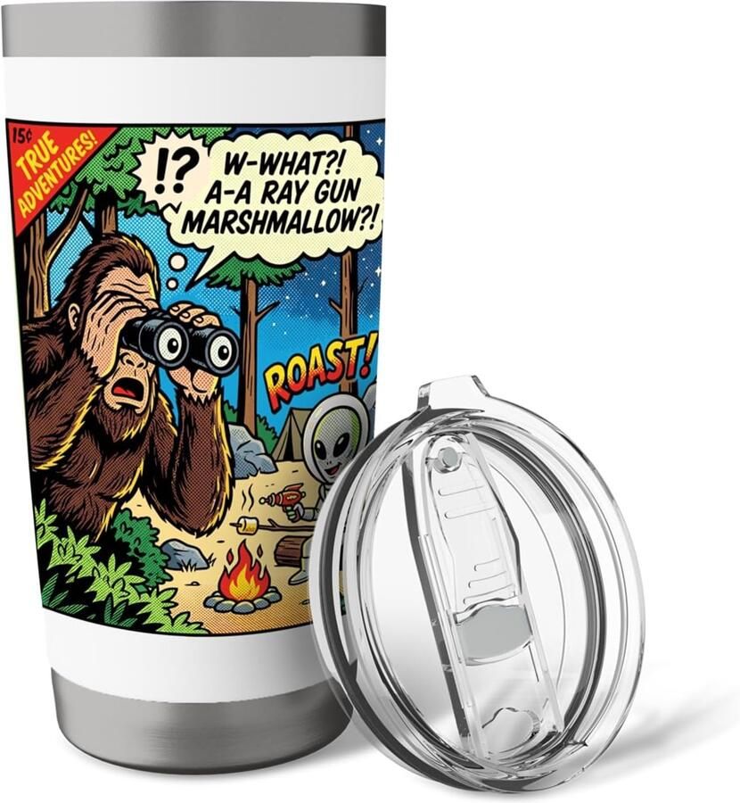 Thermosbeker met Bigfoot en buitenaards wezen
