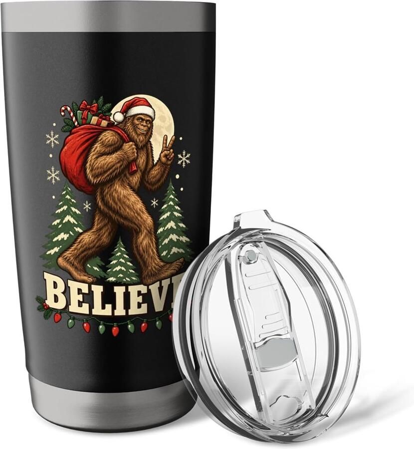 Thermosbeker met Bigfoot-kerstthema voor de familie dubbelwandig
