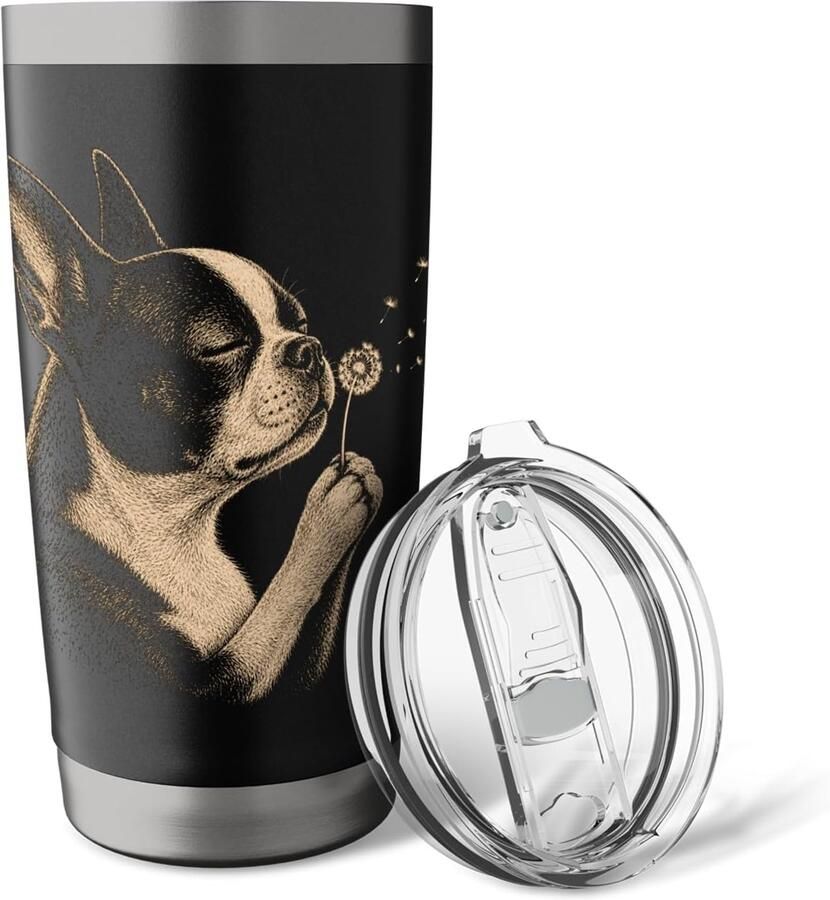 Thermosbeker met blazende hond