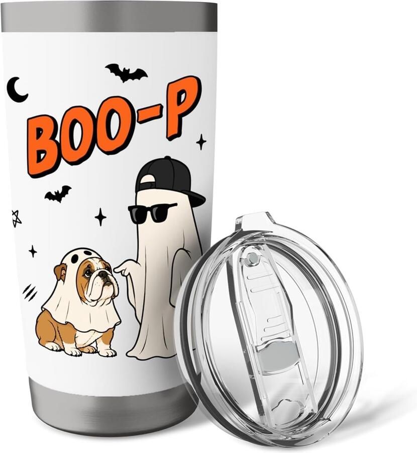 Thermosbeker met bulldog voor Halloween