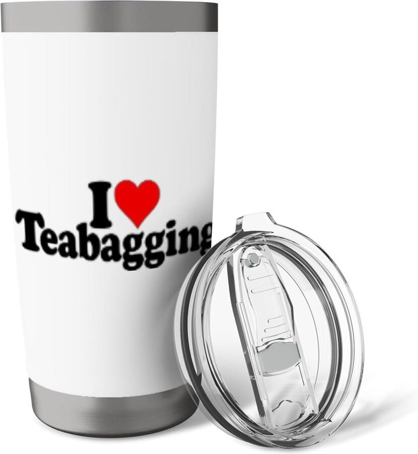 Thermosbeker met dubbele wand en tekst I Love Heart
